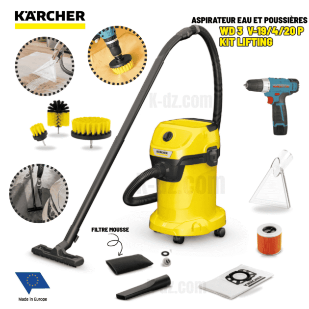 KARCHER Aspirateur eau et poussières WD 3 V-19/4/20 KIT LIFTING