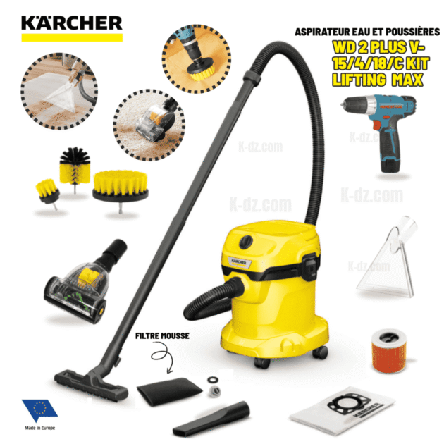 KARCHER Aspirateur eau et poussières WD 2 Plus V-15/4/18/C KIT LIFTING MAX