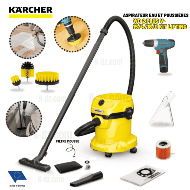 KARCHER Aspirateur eau et poussières WD 2 Plus V-15/4/18/C KIT LIFTING